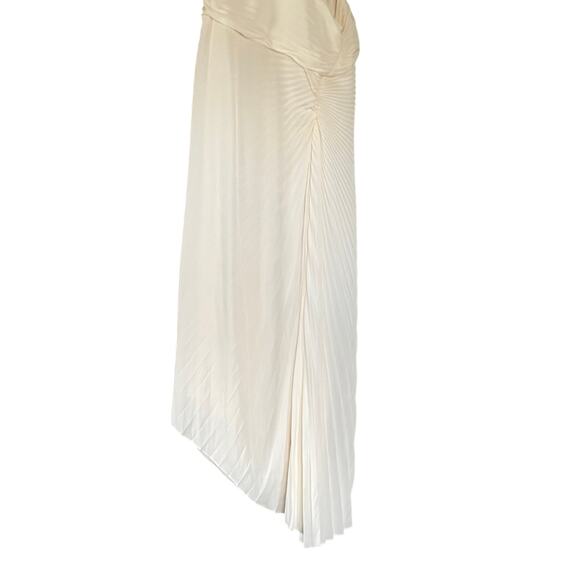 A.L.C. Dahlia Dress One Shoulder Whisper White Cutout Pleated Crepe Maxi Size 8 - Picture 4 of 12